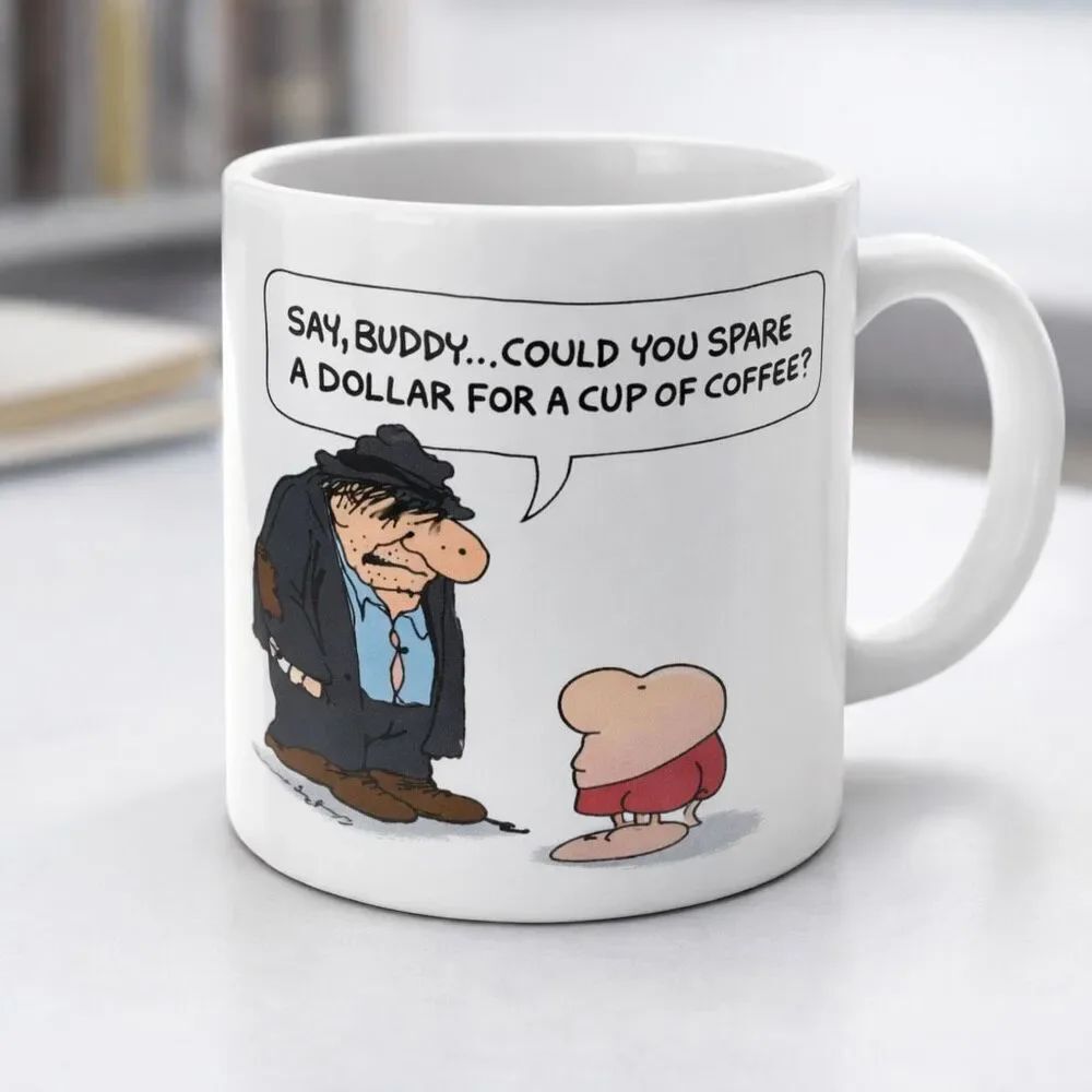 Vintage Ziggy Coffee Mug Tom Wilson 1984 Spare A Dollar For A Cup Of Coffee?